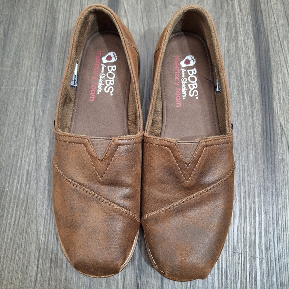 BOBS from Skechers Womens Brown Faux Fur Lined Slip On Loafers 113352 Size 7.5 - Picture 5 of 7